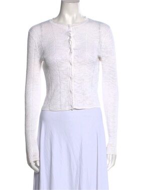 Rebecca Taylor Ivory Knit Scalloped Cardigan